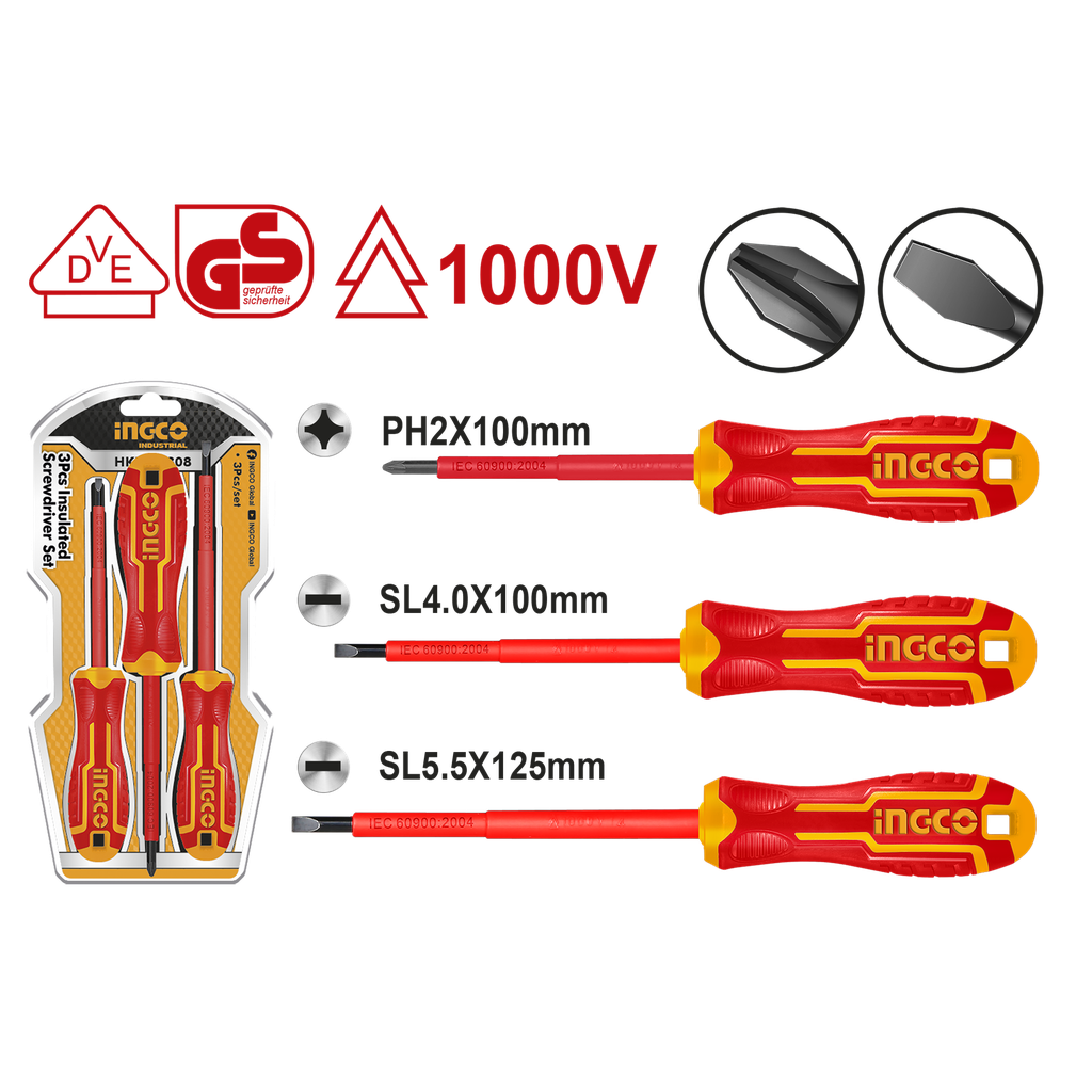 HKISD0308 3PCS INSULATED SCREWDRIVER SET