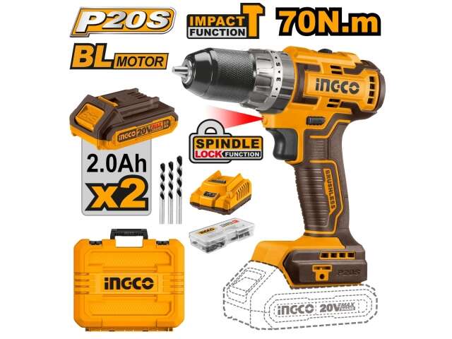 CIDLI20605 20V LI-ION CORDLESS BRUSHLESS IMPACT DRILL 70Nm