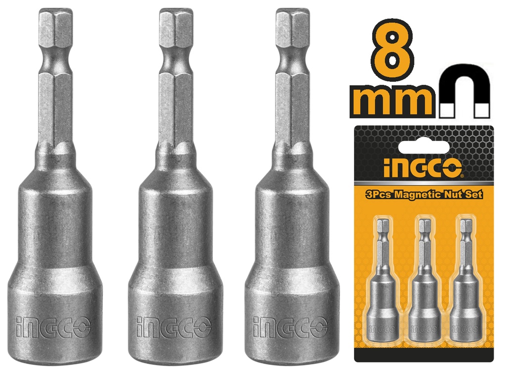 AMN0831 3PCS MAGNETIC NUT SET 8MM