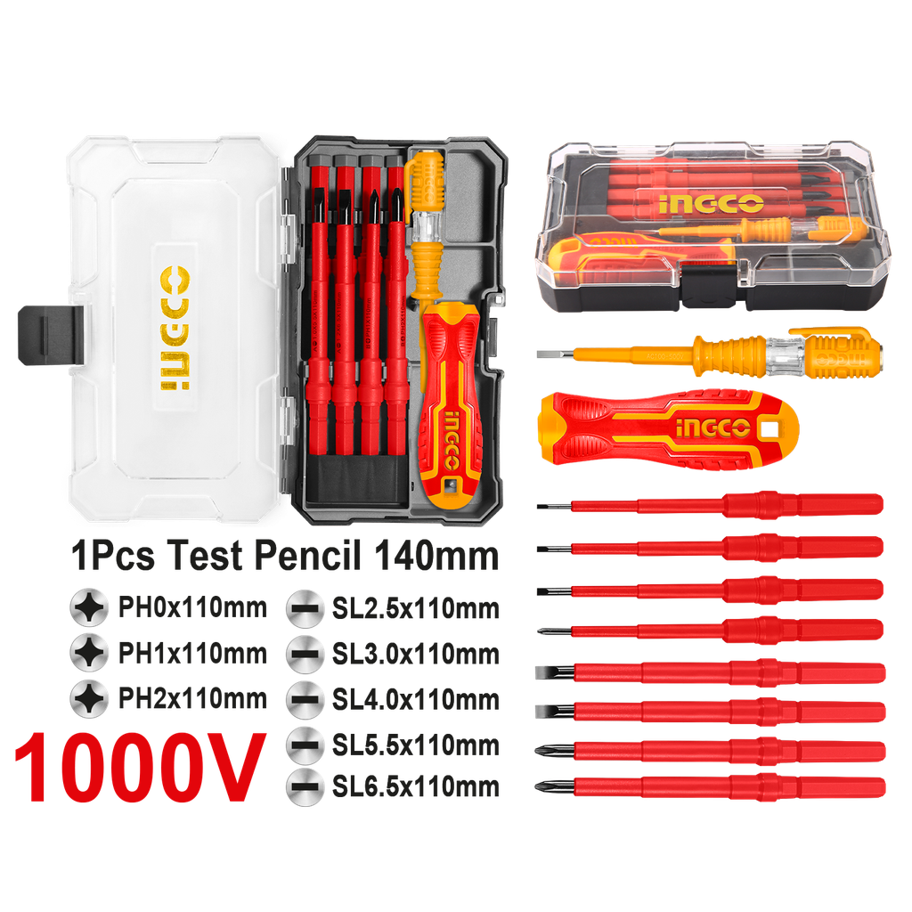 HKISD1008 10 Pcs INTERCHANGEABLE INSULATED SCEWDRIVER SET
