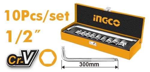 HKTS12101 10PCS 1/2" SOCKET SET 300MM